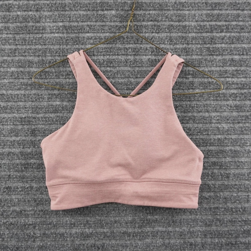 Vuori Sports Bra Womens S Pink Strappy Cross Back High Neck Yoga Activewear